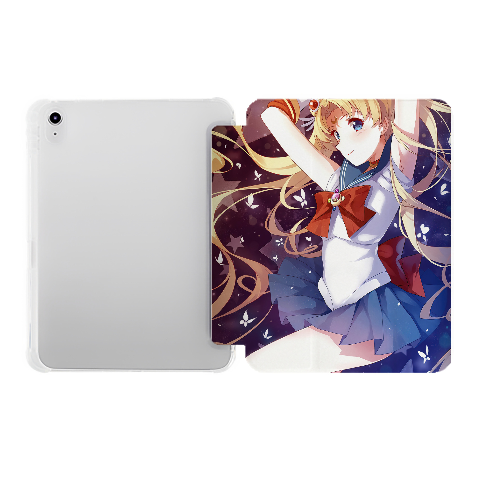 （画像用） 美少女戦士セーラームーン Sailor Moon IPad ケース ペン収納付き 三つ折りスタンド PUレザー×シリコン 対応機種9.5/10.5/10.9インチ